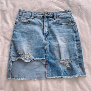 Denim uneven mini skirt
